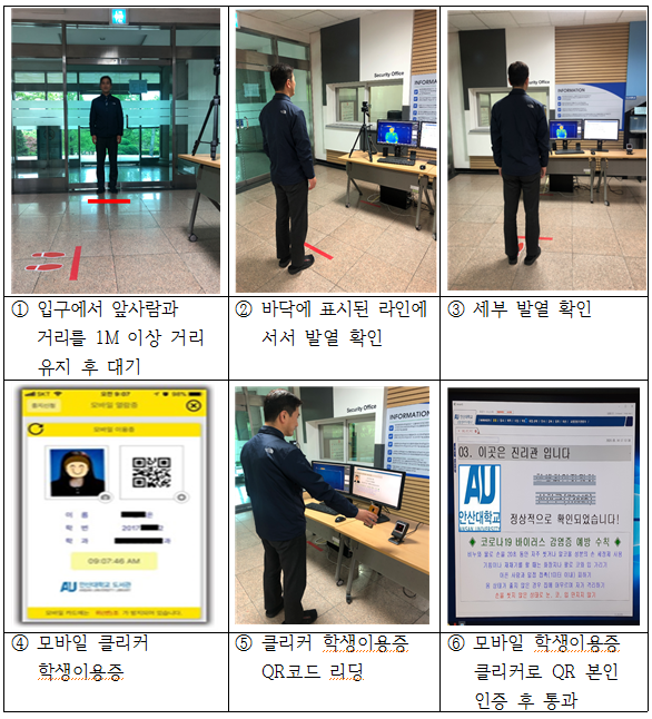 강의동 입구 확인사항 세부 안내